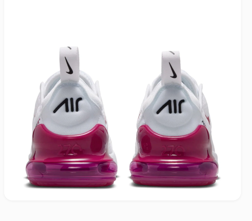 Nike Air Max 270 White Sneakers with Magenta Accents